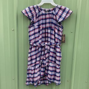 Women’s Wrangler Cotton Short Sleeve Tiered Retro Plaid Americana Dress Size M